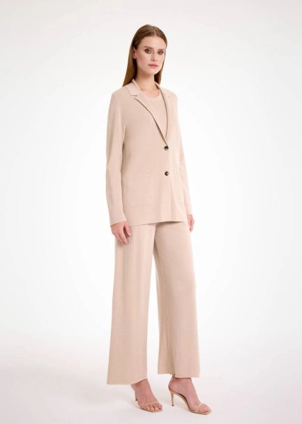 Merino Yün Naturel Triko Blazer Ceket - 4