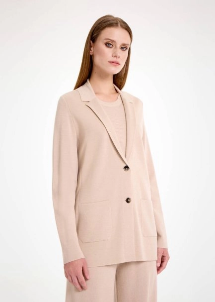 Merino Yün Naturel Triko Blazer Ceket - 5