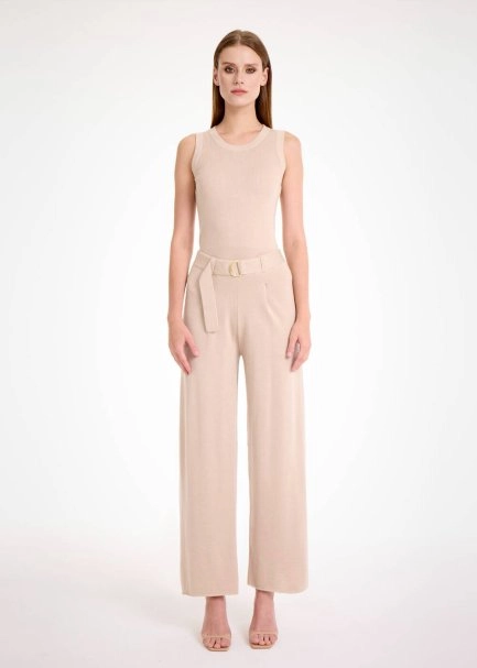 Merino Yün Naturel Triko Pantolon - 2