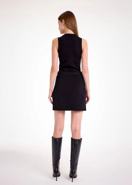 Merino Yün Siyah Mini Etek - 6