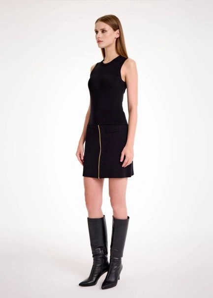 Merino Yün Siyah Mini Etek - 5