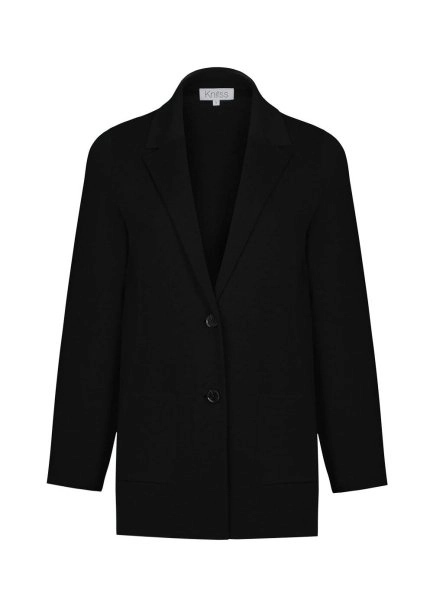 Merino Yün Siyah Triko Blazer Ceket - 9