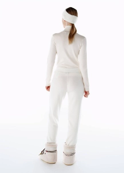 Merino Yün Triko Spor Pantolon Ekru - 5