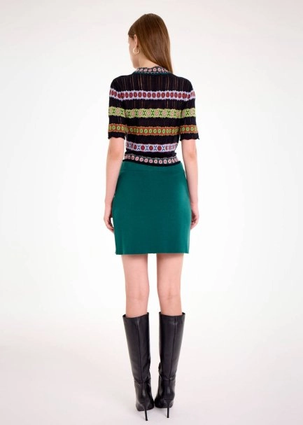 Merino Yün YEŞİL Mini Etek - 5