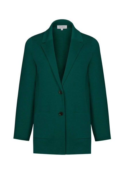 Merino Yün Yeşil Triko Blazer Ceket - 7