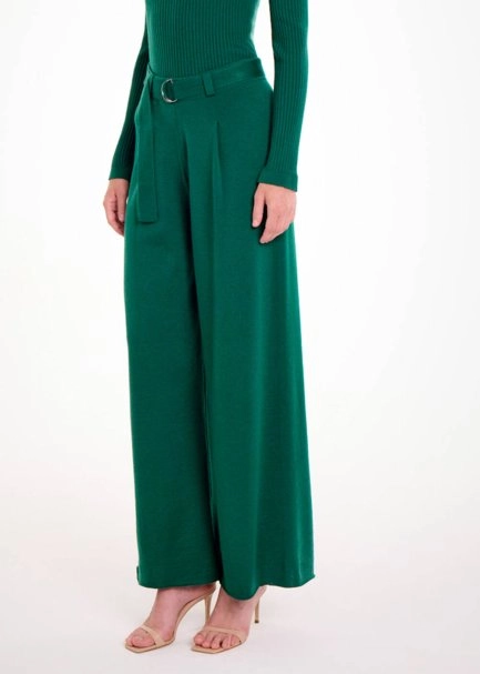 Merino Yün Yeşil Triko Pantolon - 3