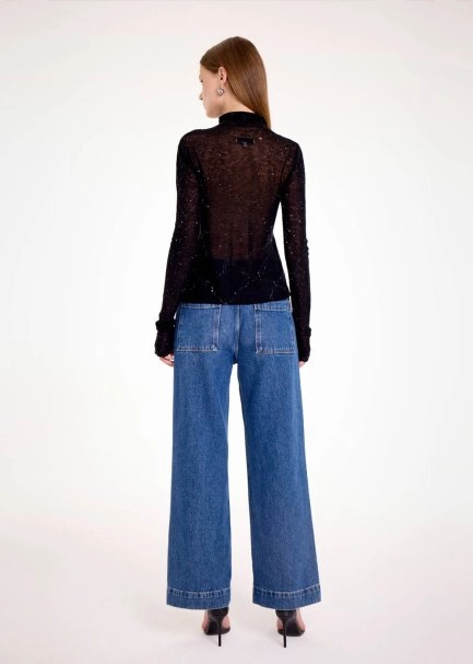 Micro Payetli Siyah Extrafıne Yün Triko - 5