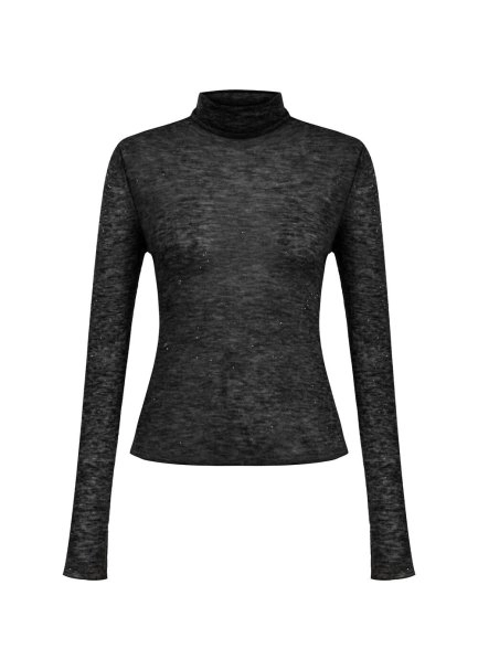 Micro Payetli Siyah Extrafıne Yün Triko - 6