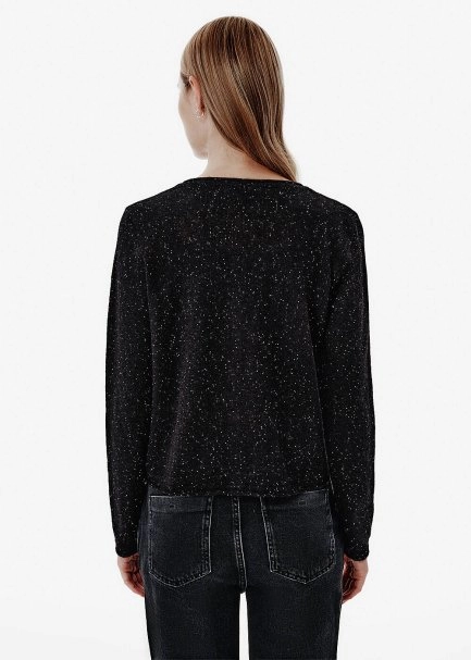 Micro-Sequin Black Knit Cardigan - 4