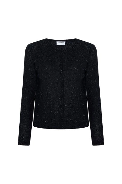 Micro-Sequin Black Knit Cardigan - 6