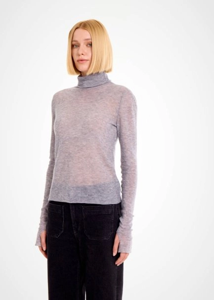 MICRO SEQUIN EXTRAFINE WOOL GREY SWEATER - 3