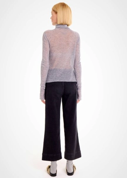 MICRO SEQUIN EXTRAFINE WOOL GREY SWEATER - 5