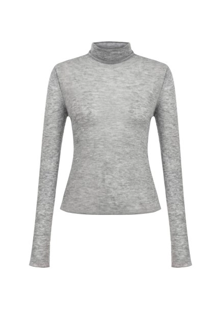 MICRO SEQUIN EXTRAFINE WOOL GREY SWEATER - 6