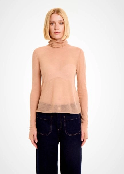MICRO SEQUIN EXTRAFINE WOOL NUDE SWEATER - 1