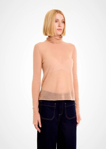 MICRO SEQUIN EXTRAFINE WOOL NUDE SWEATER - 4