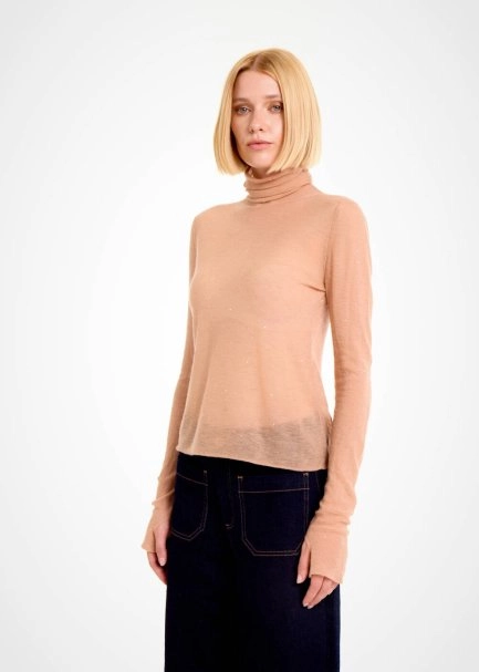 MICRO SEQUIN EXTRAFINE WOOL NUDE SWEATER - 3