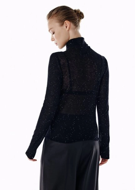 MICRO SEQUIN EXTRAFINE WOOL SWEATER BLACK - 5