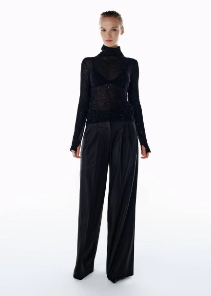 MICRO SEQUIN EXTRAFINE WOOL SWEATER BLACK - 2