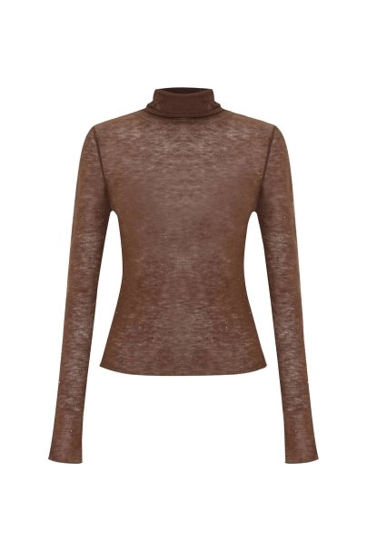 MICRO SEQUIN EXTRAFINE WOOL SWEATER BRONZ - 6