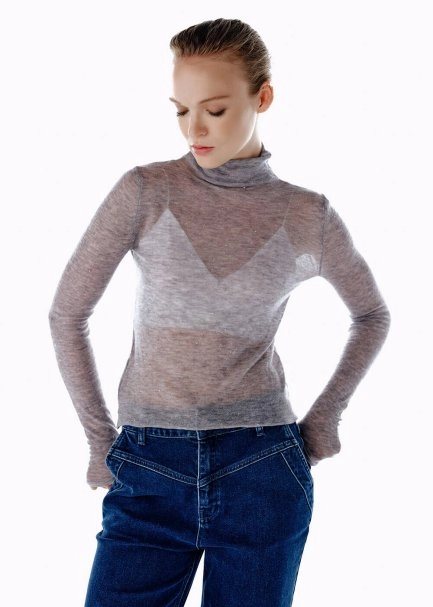 MICRO SEQUIN EXTRAFINE WOOL SWEATER GREY - 3