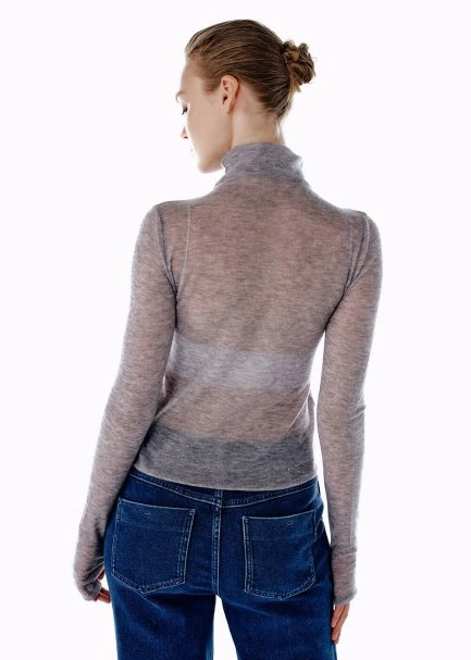 MICRO SEQUIN EXTRAFINE WOOL SWEATER GREY - 5