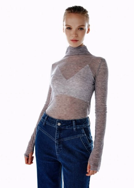 MICRO SEQUIN EXTRAFINE WOOL SWEATER GREY - 4