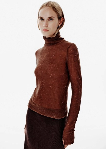Micro-Sequine Bronze Knit Top - 3