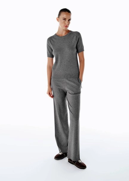 MID GREY MERINO WOOL BLEND KNIT PANTS - 2