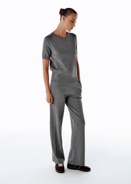 MID GREY MERINO WOOL BLEND KNIT PANTS - 4