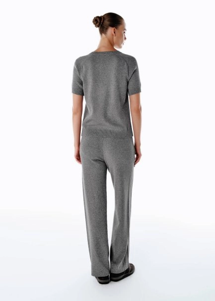 MID GREY MERINO WOOL BLEND KNIT PANTS - 5