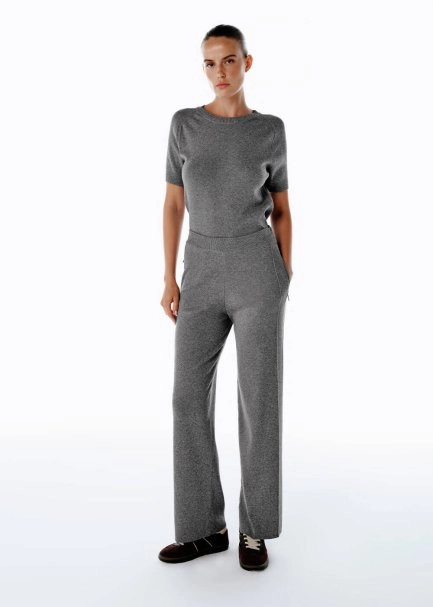 MID GREY MERINO WOOL BLEND KNIT PANTS - 3