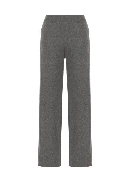 MID GREY MERINO WOOL BLEND KNIT PANTS - 6