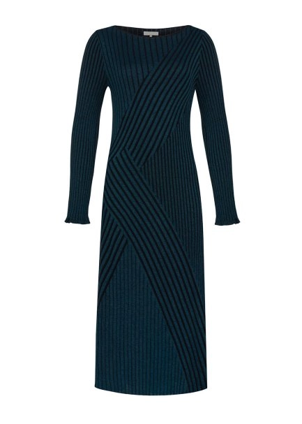 Mıdı Rıbbed Wool Petrol Color Knıt Dress - 8