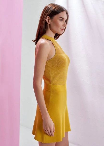 MINI KNITTED YELLOW SKIRT - 4