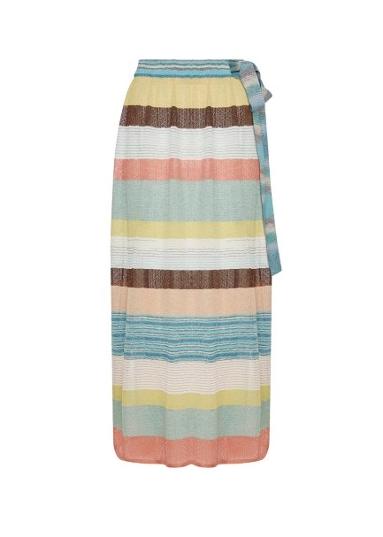 Multicolor Slit Detailed Long Knit Skirt - 8