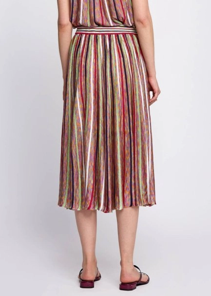 Multicolor Striped Flare Knit Skirt - 3