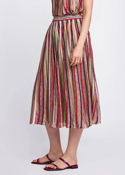 Multicolor Striped Flare Knit Skirt - 4