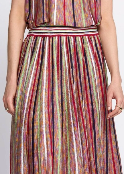 Multicolor Striped Flare Knit Skirt - 6