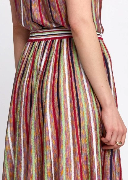 Multicolor Striped Flare Knit Skirt - 7