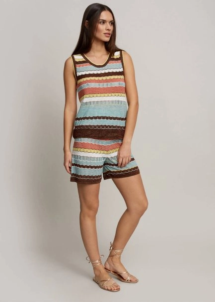 Multicolor Striped Knit Shorts - 5