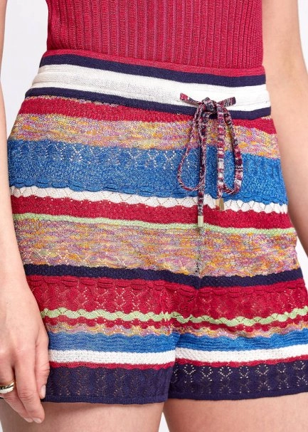 Multicolor Striped Knit Shorts - 7