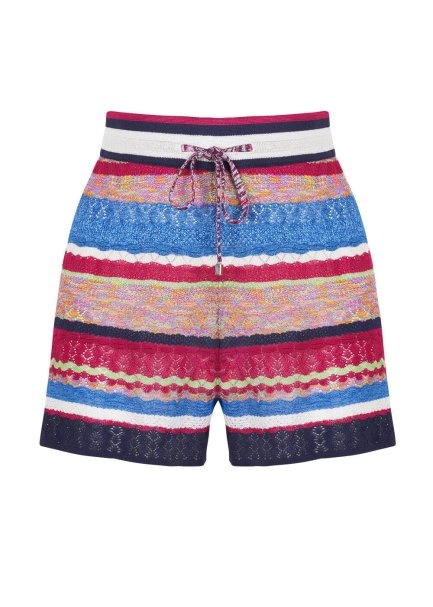 Multicolor Striped Knit Shorts - 8