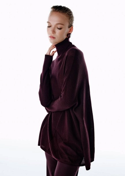 Mürdüm Merino Yün Karışımlı Triko Tunik - 3