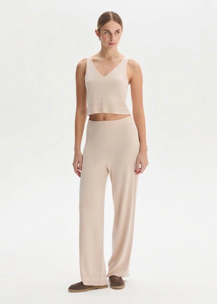 NATURAL COTTON SILK BLEND KNIT TOP - 2