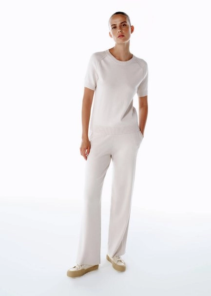 NATURAL MERINO WOOL BLEND KNIT PANTS - 3