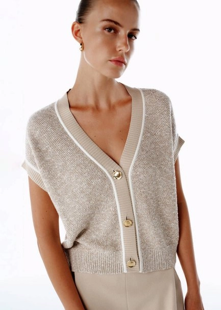 NATURAL MOULINE KNIT VEST - 3