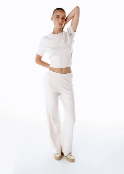 Naturel Merino Yün Karışımlı Triko Pantolon - 1