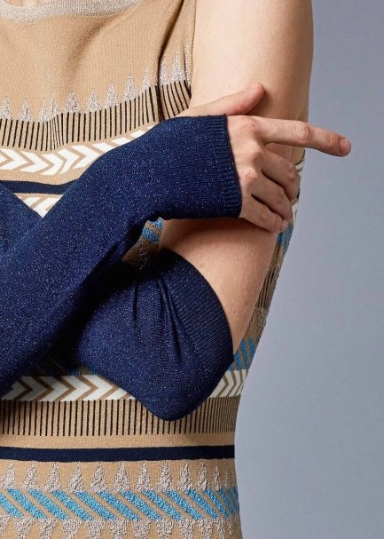 Navy Knit Gloves - 2