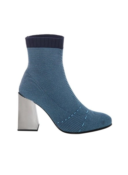 Navy Lurex Knit Sock Booties - 5