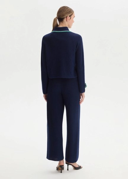 NAVY ORGANIC MERSERISE COTTON KNIT JACKET - 5